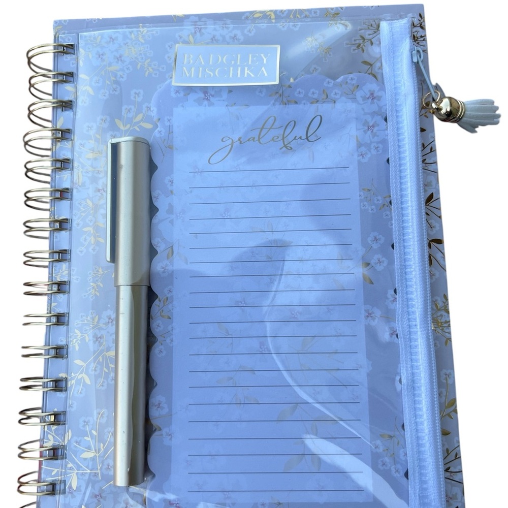 Badgley Mischka Gold Floral Notebook Journal with Pen